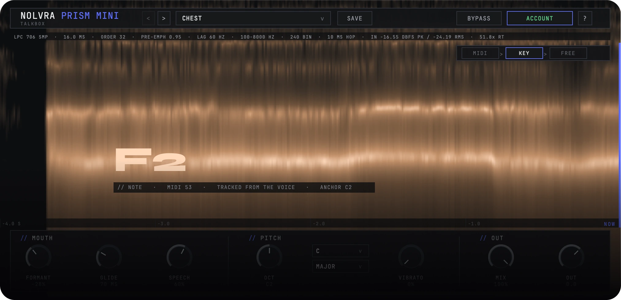 Nolvra PRISM MINI plugin interface