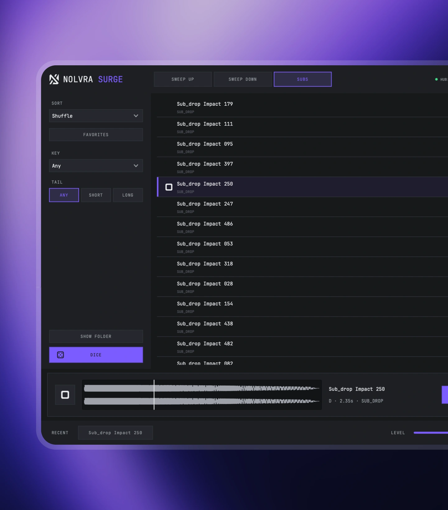 Nolvra SURGE interface