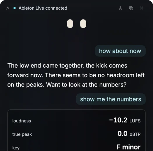 Miles commenting on a dropped file, with its loudness readout